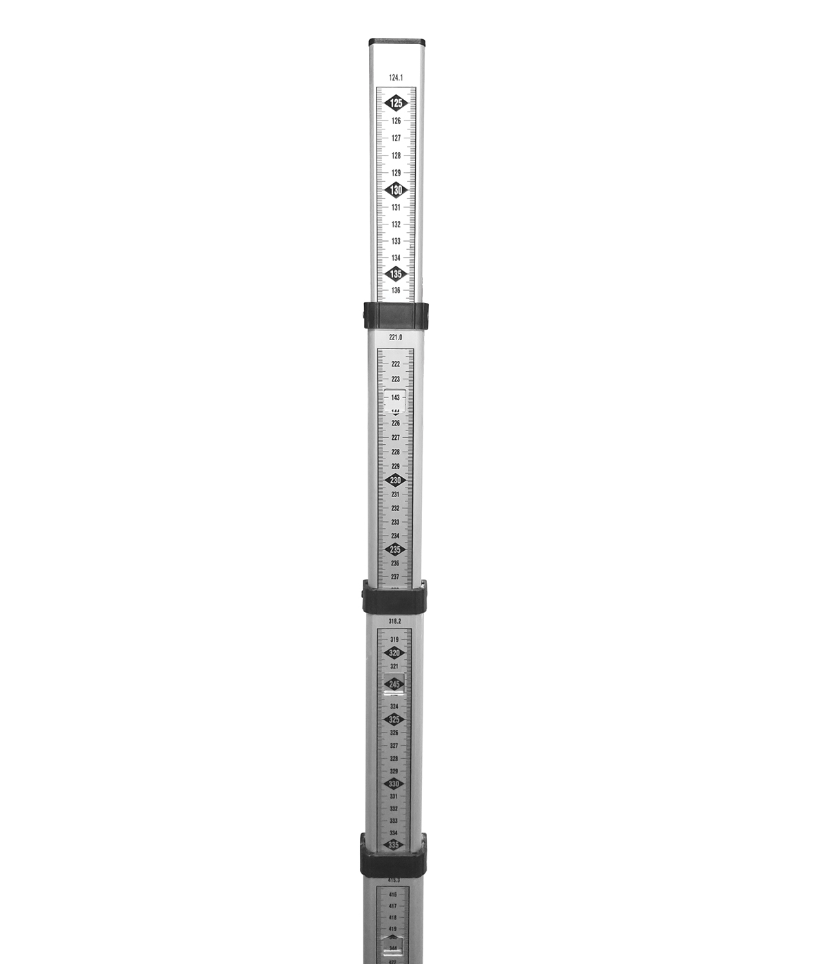 SitePro 5M/16ft Aluminum Leveling Rod (CR) – Metric 'E' Front, 10ths Back, 5-Section Collapsible